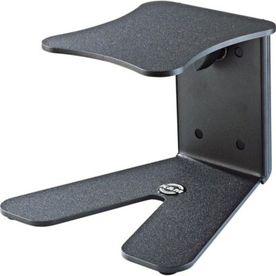 K&M Konig & Meyer 26772.000.56 Table Monitor/Speaker Stand | Solid Stable V Shape Level Base | Height Adjust | Secure Safety Pin | Non-Slip/Vibration Rubber Pads | Steel | German Made | Black