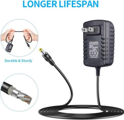 SoulBay 9V Power Supply Charger for Korg KA350 KA-350 Volca Bass FM Monologue Beats Keys Kick Sequencer Analog Rythm Synthesizer Kross 61 88 Keyboard Synth Machine Replacement AC Adapter, 6.56 FT