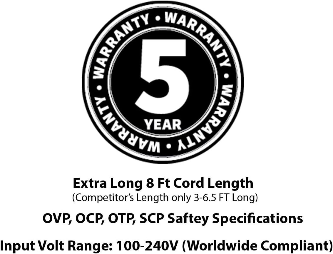 Omnihil 8 Feet AC/DC Power Adapter Compatible with Make Noise 0-Coast Semi-Modular Analog Synthesizer Power Supply