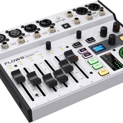 Behringer FLOW 8 8-Input Digital Mixer with Bluetooth Audio and App Control, 60 mm Channel Faders, 2 FX Processors and USB/Audio Interface