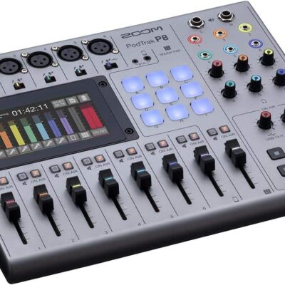 Zoom PodTrak P8 Podcast Recorder with 6 XLR Inputs, 6 Headphone Outputs, Phone Input, Sound Pads, Onboard Editing, USB Audio Interface, Battery Powered