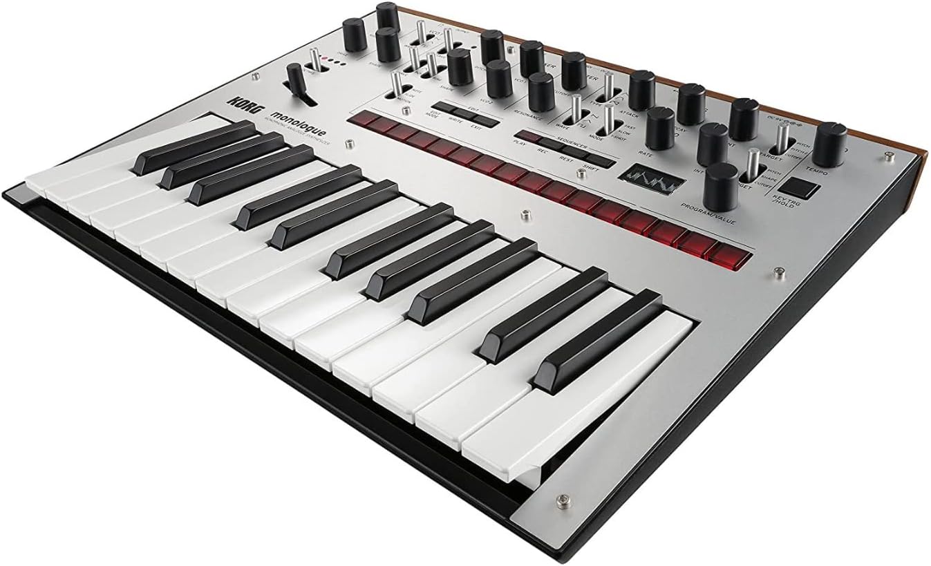 Korg monologue Monophonic Analog Synthesizer w/ 16-step Sequencer and OLED Oscilloscope – Silver