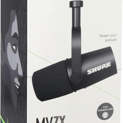 Shure MV7X XLR Dynamic Microphone – Voice-Isolating Cardioid Mic for Podcasting, Vocal Recording & Broadcasting, All-Metal, Black