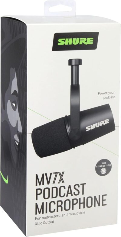 Shure MV7X XLR Dynamic Microphone – Voice-Isolating Cardioid Mic for Podcasting, Vocal Recording & Broadcasting, All-Metal, Black