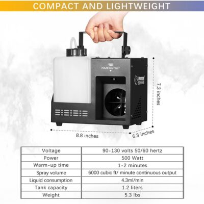 Haze Machine, Continuous Fog Machine with Wireless Remote Timer and DMX, Enhances the Light Show, Perfect for DJ Clubs, Stages, and Halloween Parties