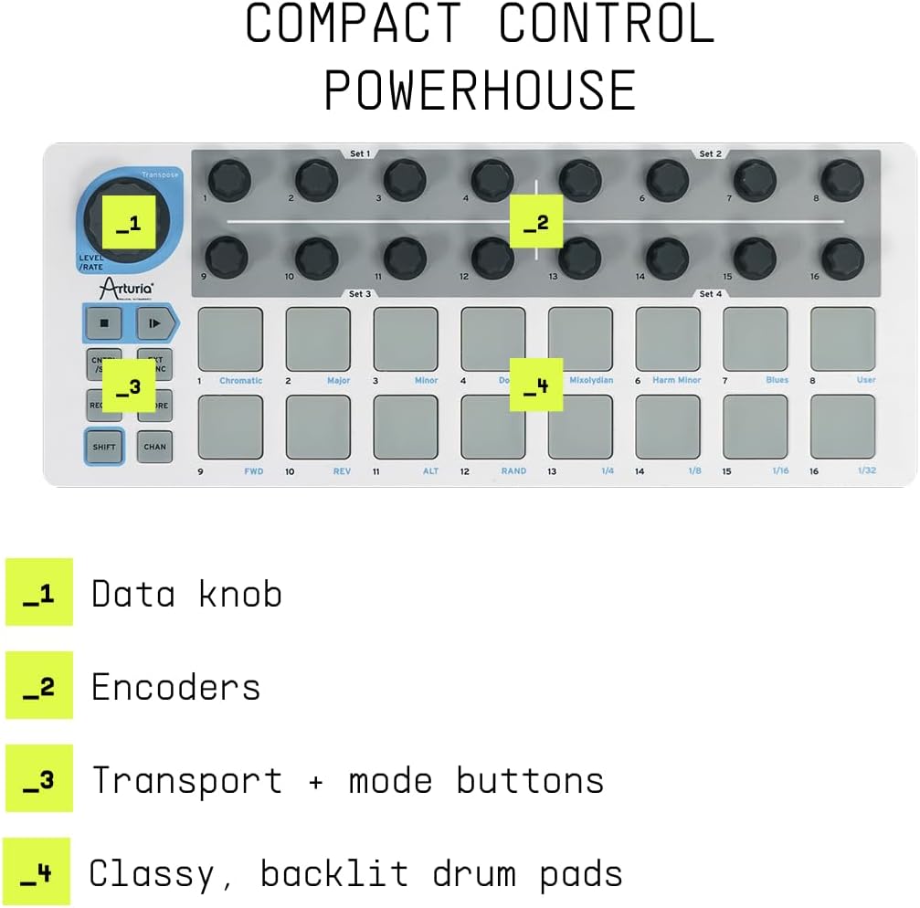 Arturia – BeatStep – Compact MIDI Controller & Sequencer with Creative Software for Recording – 16 Pads, 16 Encoders