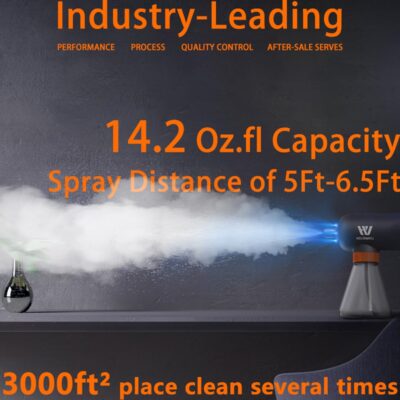 61K7FScfsBL. SL1001 Cordless Electric Disinfection Fogger, Detachable Stainless Steel Nozzle, 3-Gear Adj 14.2oz Sanitizer Atomizer, Blue Light Nano Spray Gun for Place Cleaning/High-Touch Item Contactless Sanitization