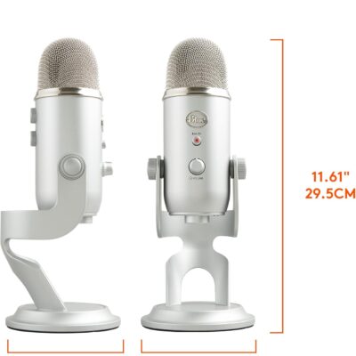 Logitech Creators Blue Yeti USB Microphone for PC, Mac, Gaming, Recording, Streaming, Podcasting, Studio and Computer Condenser Mic with Blue VO!CE Effects, 4 Pickup Patterns, Plug and Play – Silver
