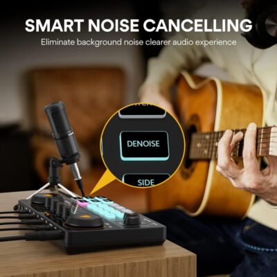 MAONO Podcast Equipment Bundle Audio mixer All-in-One Podcast Production Studio with 3.5mm Microphone for Live Streaming, Recording, PC, Smartphone, DJ MaonoCaster Lite (AU-AM200-S1)