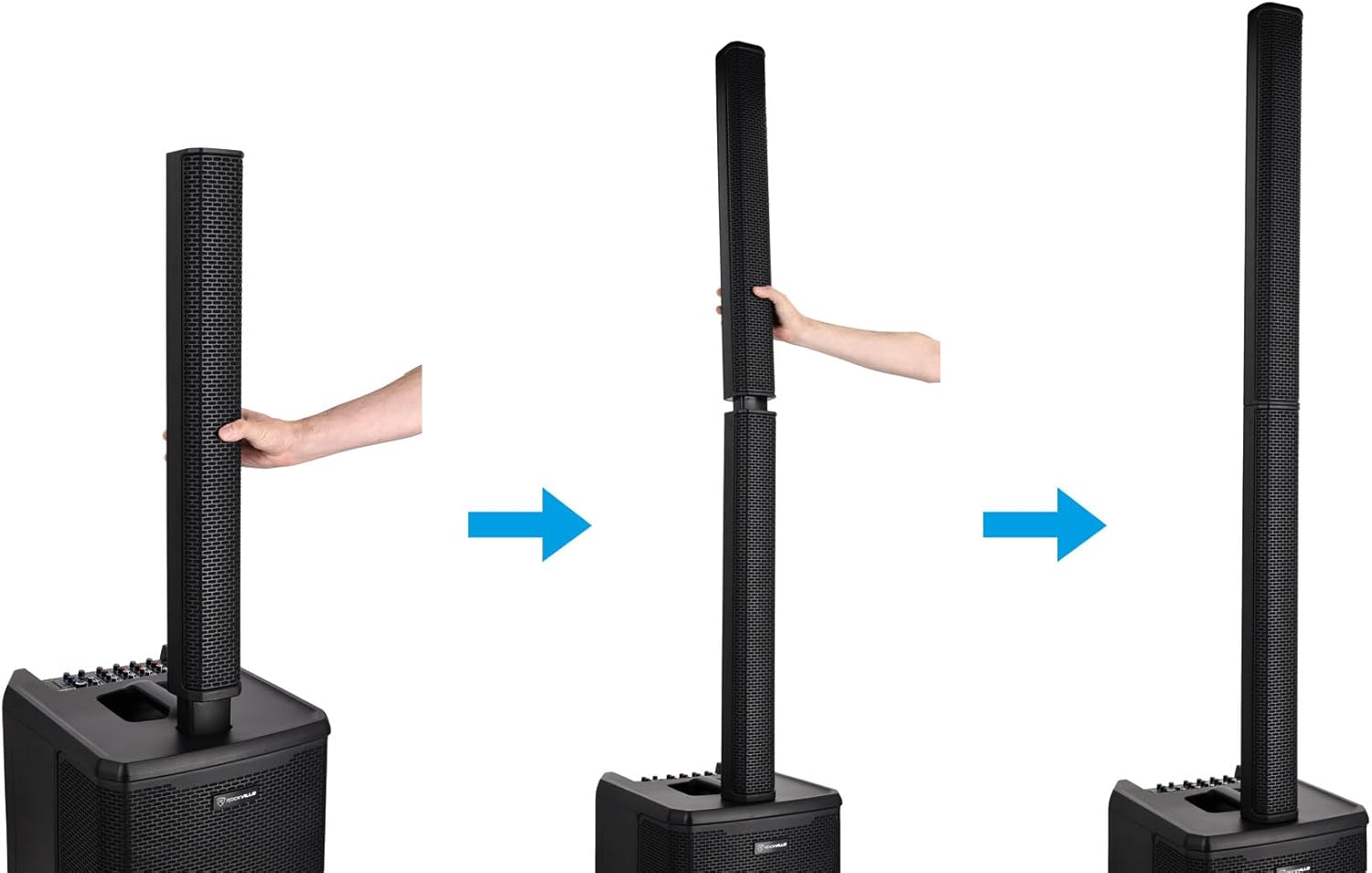 Rockville Titan MIX12A 3200W Peak 12-Inch Powered Column Array PA System with Subwoofer, 8-Channel Mixer, Bluetooth Audio, DSP, Travel Bags