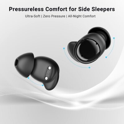 T33 Sleep Earbuds, Bluetooth 6.0 Noise Cancelling Sleep Headphones for Side Sleepers, ANC Up to 98%, Sleep Mode, 48H Playtime, Small Earbuds Comfort Fit for Sleeping, Travel, Work, Black