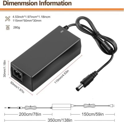 12V Power Adapter Cord Compatible with Pioneer DJ Serato DDJ-1000 DDJ1000 SRT DDJ-1000SRT DDJ-1000SRT-W 4-Channel Club Style Digital DJ Controller 12VDC DC12V 12.0V Power Supply Cord PSU