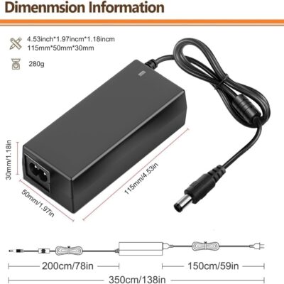 12V Power Adapter Cord Compatible with Pioneer DJ Serato DDJ-1000 DDJ1000 SRT DDJ-1000SRT DDJ-1000SRT-W 4-Channel Club Style Digital DJ Controller 12VDC DC12V 12.0V Power Supply Cord PSU