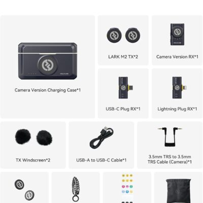 Hollyland Lark M2 Wireless Microphone for iPhone/Camera/Android/PC, 48kHz/24-bit High Fidelity Audio, 300m Range, Noise Cancelling, 40h Use, YouTube, Vlog, Streaming (2TX + 3RX + Charging Case)