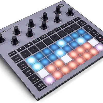 Novation Circuit Rhythm Groovebox Workstation with Standalone Sampler Bundle with Studio Pro Monitor Headphones, 32GB Memory Card, and 2x MIDI Cable