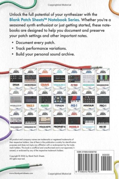 Behringer Model D Blank Patch Sheet Notebook: Become a more organized songwriter with this Blank Patch Sheet notebook so you can spend more time creating and less time forgetting.