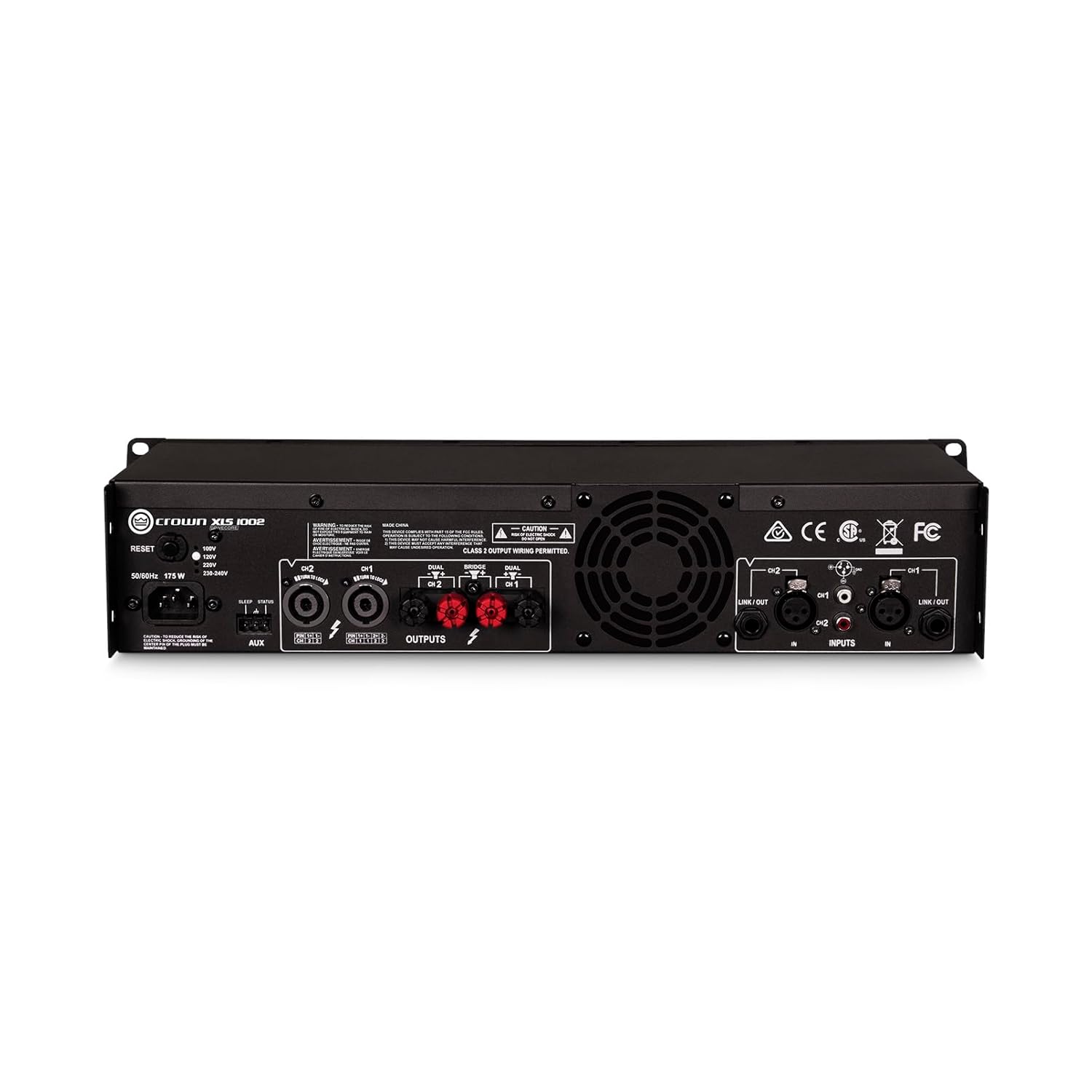 Crown XLS1002 2-Channel Class D DriveCore Professional Power Amplifier with DSP, Band Pass Filters & Peakx Limiters. XLR/RCA Inputs, 350W at 4 Ohm, PureBand Crossover System. Black