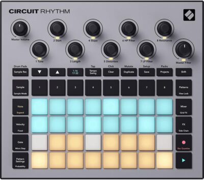 61NsAJvwGCL. AC SL1000 Novation AMS-CIRCUIT-RHYTHM Circuit Rhythm Sampler and Groovebox with 8 Sample Tracks and Sequencer Bundle with 2 YR CPS Enhanced Protection Pack