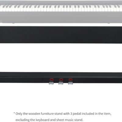 Wooden Furniture Stand With 3-Pedal Unit System Compatible for Roland FP30 FP30X Digital Piano Keyboards (Black)