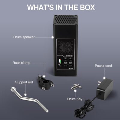 AODSK 20W Professional Electronic Drum Speaker with Bluetooth 5.0, Portable Practice Monitor Speaker for All Electronic Drums, with Treble/Bass Adjustment