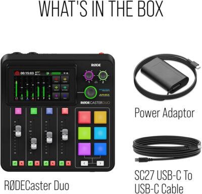 61OagMAdn8L. AC SL1080 RØDE RØDECaster Duo Compact All-in-One Audio Production Solution for Podcasting, Streaming, Music Production and Content Creation (Black)