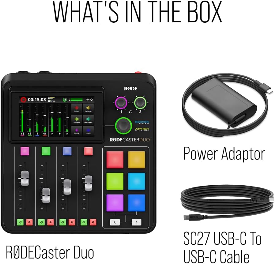 RØDE RØDECaster Duo Compact All-in-One Audio Production Solution for Podcasting, Streaming, Music Production and Content Creation (Black)