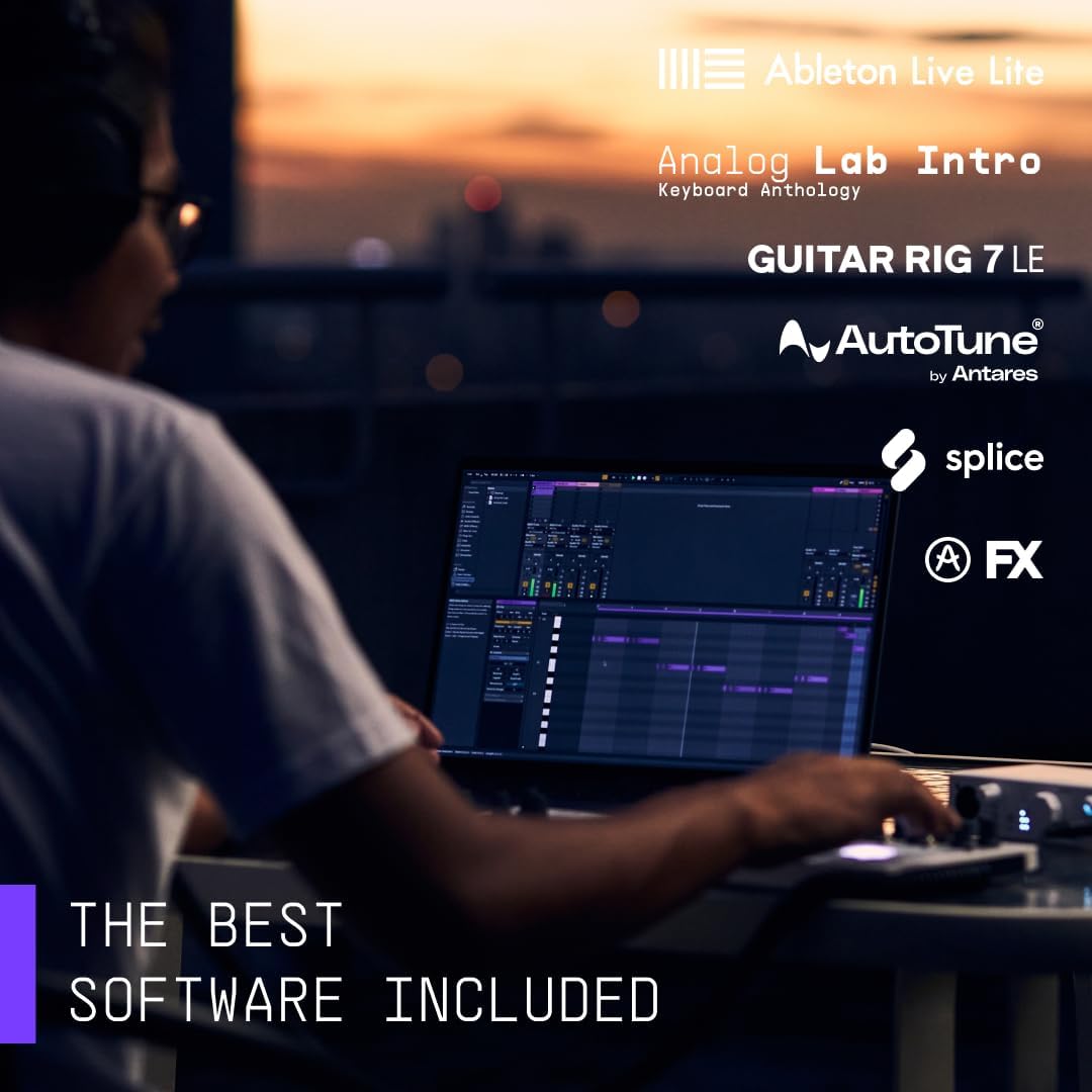 Arturia – MiniFuse 4 – Compact USB Audio & MIDI Interface with Creative Software for Recording, Production, Podcasting, Guitar – Black