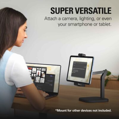 Elgato Wave Desk Stand – Adjustable Mounting Arm for Microphones, Works, HyperX, Rode, Fifine, Shure and More Mics, Compatible 1/4, 3/8 & 5/8 Thread, for Recording/Podcasting/Streaming, Black