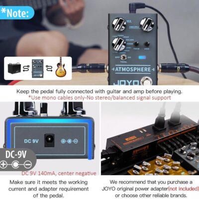 JOYO Reverb Pedal 9 Digital Reverb Types with Modulation and Trail Function for Electric Guitar Effect (Atmosphere R-14)