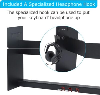 Wooden Furniture Stand With 3-Pedal Unit System Compatible for Roland FP30 FP30X Digital Piano Keyboards (Black)