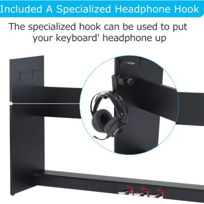 Wooden Furniture Stand With 3-Pedal Unit System Compatible for Roland FP30 FP30X Digital Piano Keyboards (Black)