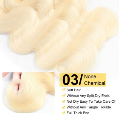 QTHAIR Body Wave Human Hair Blonde Bundles 18A Grade 100% Brazilian Human Hair Color #613 Platinum 14 Light Blonde Color Bundles Body Weave Human hair Extensions