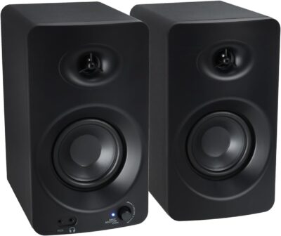 Novation Circuit Rhythm Bundle: Beatmaking Sampler Groovebox Drum Machine Sequencer, ASM4 Pair 4 in Pro Studio Monitor Computer Speakers, Bluetooth, Optical Input, 2-items