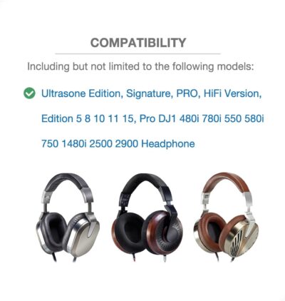 Headband Cushion Cover Compatible with Ultrasone Edition, Signature, PRO, HiFi Version, Edition 5 8 10 11 15, Pro DJ1 480i 780i 550 580i 750 1480i 2500 2900 Headphone, with Hanging Loop