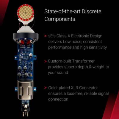 SE ELECTRONICS – 2200 Large Diaphragm Cardioid Condenser Mic with Shockmount and Filter