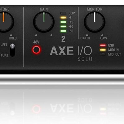 IK Multimedia AXE I/O SOLO premium 2-in 3-out 24-bit, 96 kHz USB audio interface for Mac/PC with advanced guitar tone shaping, Hi-Z re-amp out and massive AmpliTube and TONEX software bundle