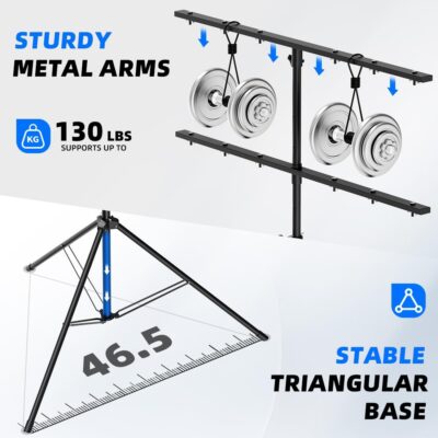 DJ Lights Stand with 2 T Bar, Heavy Duty DJ Stand for 8 Lights, Portable Par Can Stage Light Stand Adjustable Height 81-144 Inch