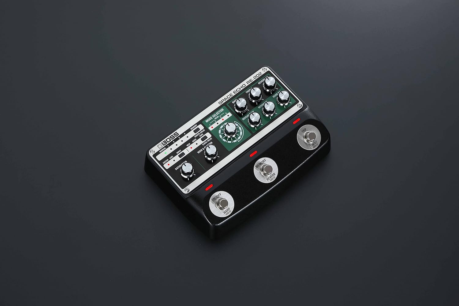 Boss RE-202 Space Echo Delay and Reverb Effects Bundle with Gearlux Power Supply, Instrument Cable, Patch Cable, and Picks