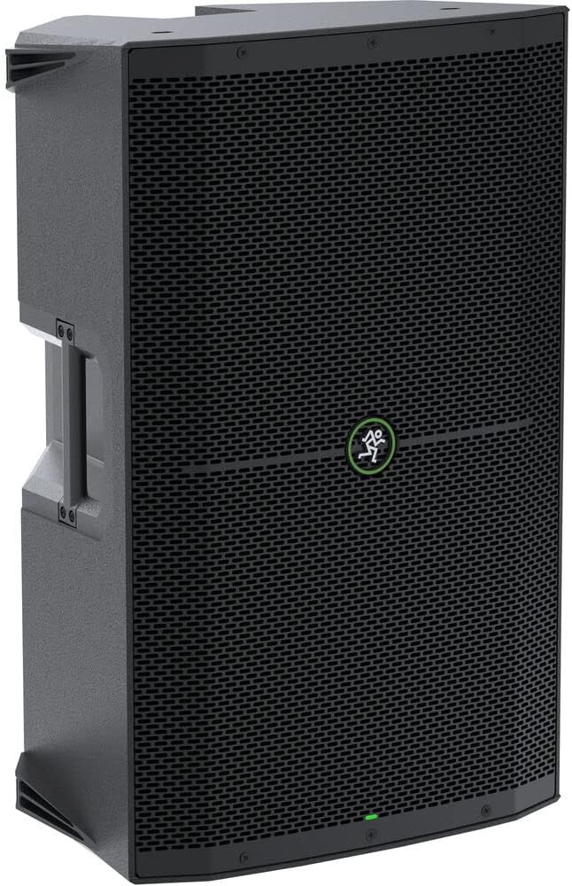 Mackie Thump215 1400W 15 Powered PA Loudspeaker System (Pair) Bundle with Auray SS-47S-PB Steel Speaker Stands, Carrying Case, and 2X 20 XLR-XLR Cable