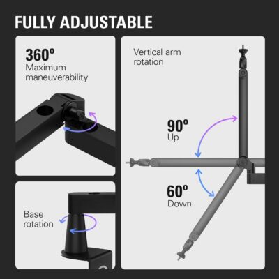 Elgato Wave Mic Arm LP – Premium Low Profile Microphone Arm with Cable Management Channels, Desk Clamp, Versatile Mounting, and Fully Adjustable – For Podcasting, Streaming, Gaming, and Home Office