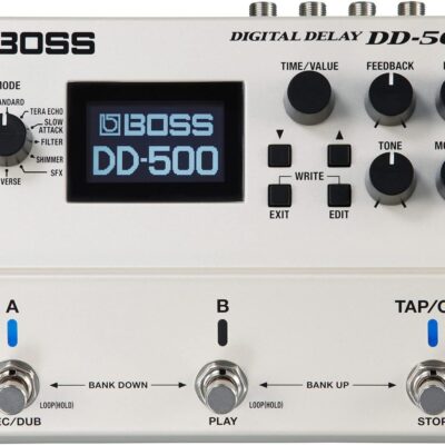Boss DD-500 Digital Delay Bundle with Gearlux Power Supply, Instrument Cable, Patch Cable, and Picks