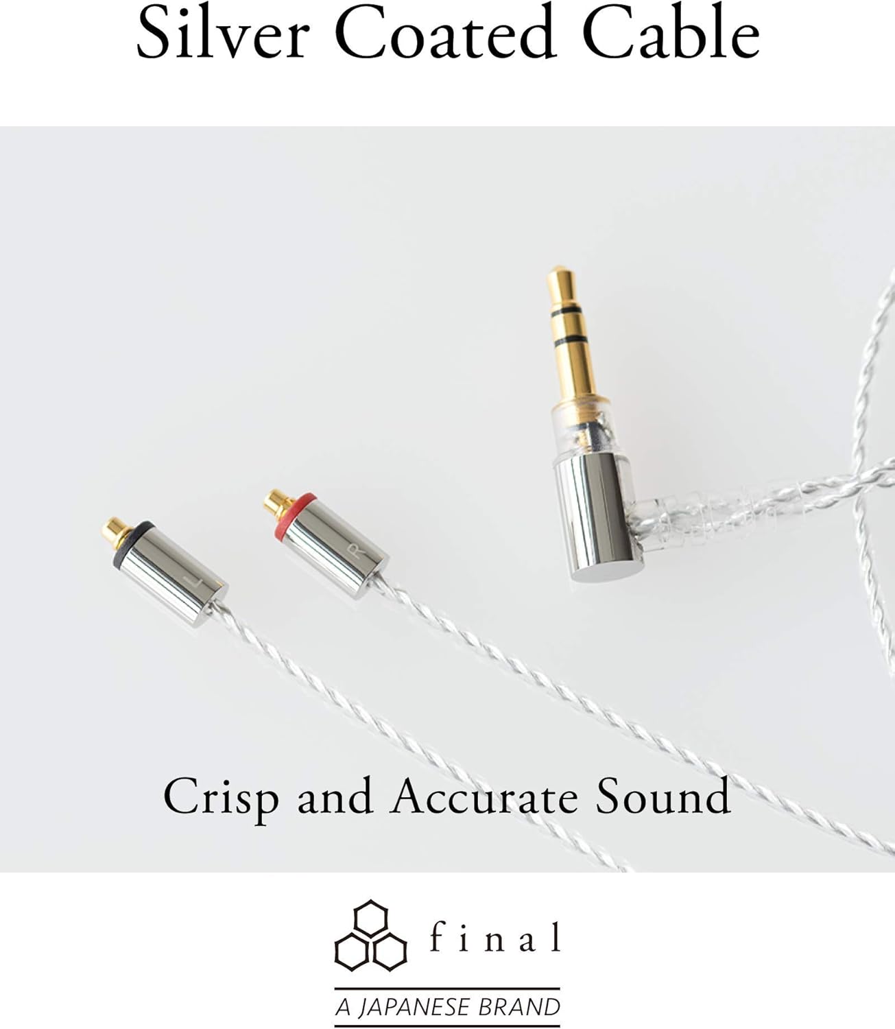 Final E5000 in Ear Isolating Earphones, 6.4mm Dynamic Driver, High-Resolution, Stainless Steel Housing, Detachable Silver-Coated MMCX Cable, Swing-Fit Eartips – Stainless Steel