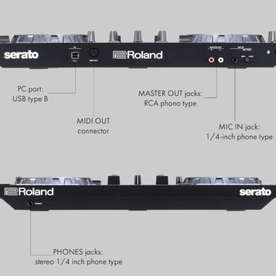 Roland DJ-202 DJ Controller Bundle with Case, Headphones, and Austin Bazaar Polishing Cloth