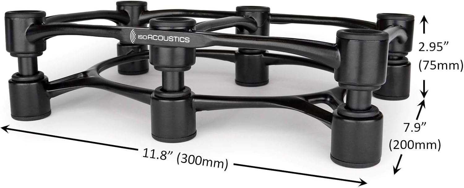 IsoAcoustics Aperta Series Isolation Speaker Stands with Tilt Adjustment: Aperta300 (11.8 x 7.9) Black (Single)