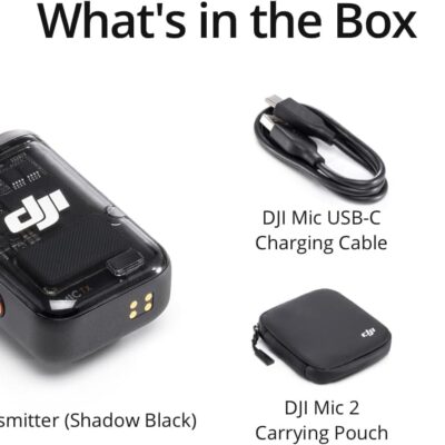 DJI Mic 2 Transmitter (Shadow Black), Wireless Microphone with Intelligent Noise Cancelling, 14-Hour Internal Recording, 6-Hour Battery, Magnetic Attachment, Bluetooth Microphone, YouTube, Vlogs