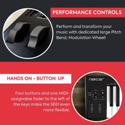 Nektar SE61 – USB MIDI Controller Keyboard with Nektar DAW Integration, Black