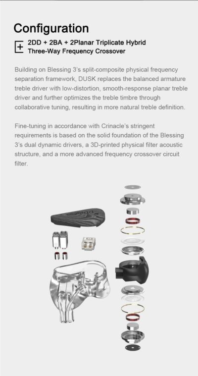 Moondrop x Crinacle Dusk IEMs 2DD+2BA+2Planar Earphones with 0.78 2 Pin 3.5mm/USB-C Plug