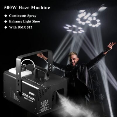 Haze Machine 500W, Fog Machine Continuous Output, Manual/Wireless Remote/DMX Control, Enhancing the Light Show, Perfect for Stage DJ Halloween Club Christmas Wedding