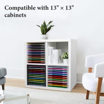 SANFURNEY Scrapbook Paper Organizer for Sizes 12 x 12, 12 Slots File Sorter Storage, Document Holder, Desktop Scrapbook Paper Organizer Rack for Home Office School (White, 12 Slots – Standard Size)