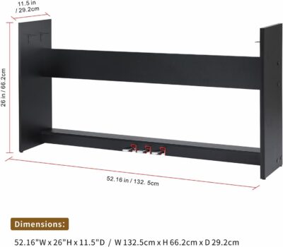 Wooden Furniture Stand With 3-Pedal Unit System Compatible for Roland FP30 FP30X Digital Piano Keyboards (Black)